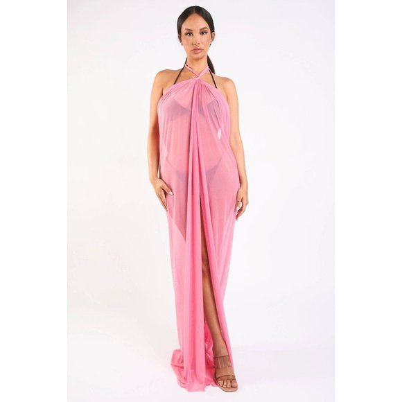 Boutique Other - Women's Bikini Cover up Haltered Front Slit Sleeveless Solid Maxi SwimWear Cover